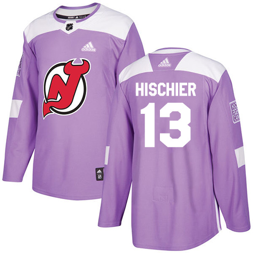 Adidas Devils #13 Nico Hischier Purple Authentic Fights Cancer Stitched NHL Jersey